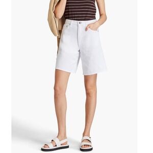 Rag And Bone The Mckenna High Rise Bermuda Denim Shorts White Size 27 NEW